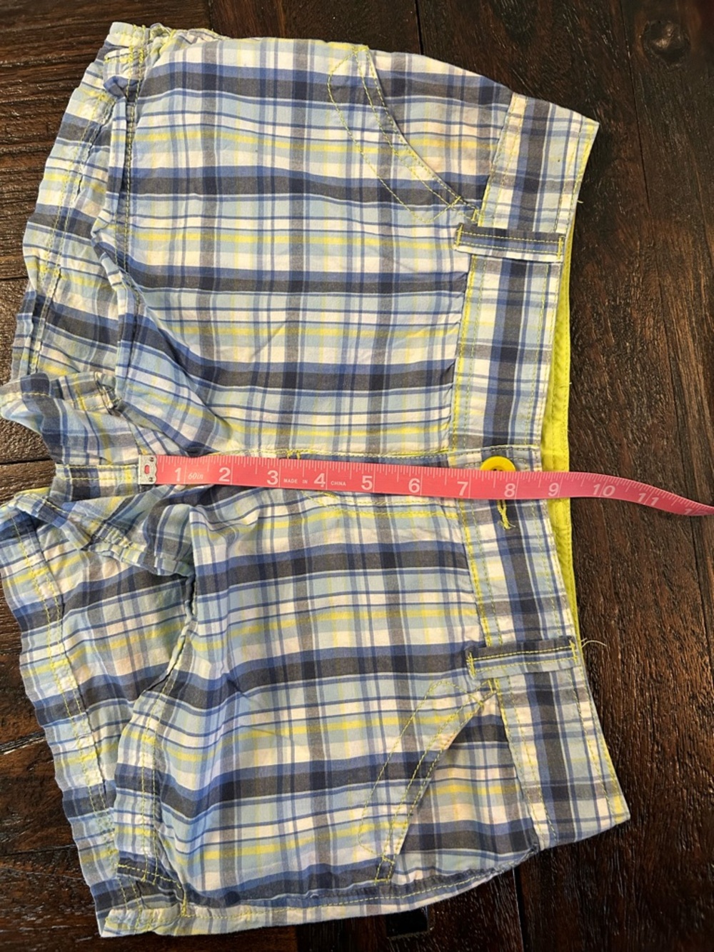 Y2K Vintage Blue and Yellow Plaid Low Rise Shorts - Picture 8 of 10